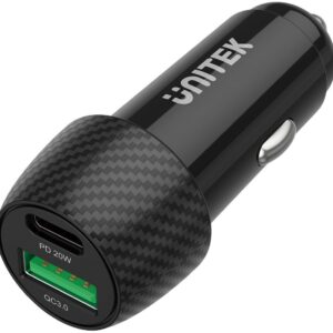 Unitek Ładowarka samochodowa 38W USB-A USB-C QC3..0