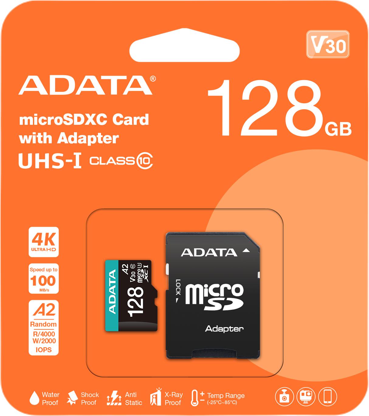 Adata Karta pamięci microSD Premier Pro 128 GB UHS1 U3 V30 A2 + adapter