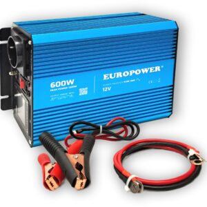 PRZETWORNICA NAPIĘCIA INWERTER EUROPOWER 12V DC / 230V AC 600W / 1200W CZYSTY SINUS