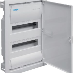 Rozdzielnica podtynkowa z drzwiami metalowymi, 2 rzędy, 24 moduły, IP30, HAGER Volta VU24NE