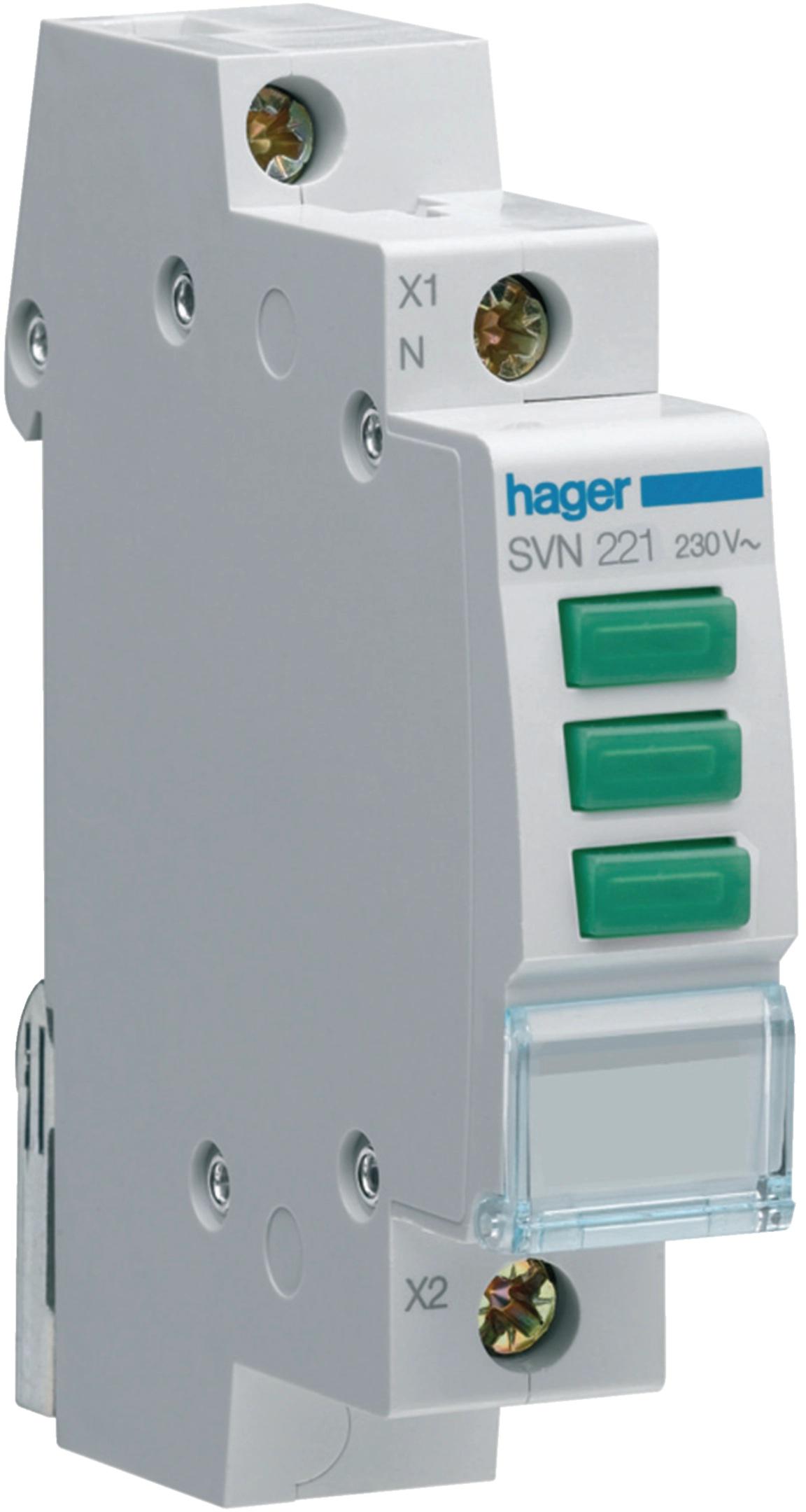 Lampka sygnalizacyjna, 230V AC, 3 x Zielony LED HAGER SVN221