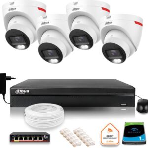 Zestaw monitoringu IP DAHUA 4 kamery zewnętrzne WizColor 2K 30m