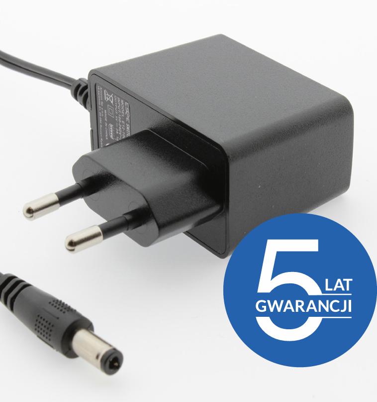 ZASILACZ WTYCZKOWY ESPE 12V 1A 12W WTYK PROSTY 2,1x5,5mm 5 LAT GW.