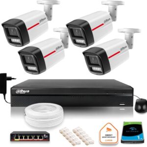 Zestaw monitoringu IP DAHUA 4 kamery zewnętrzne WizColor 2K 4MPx 50m