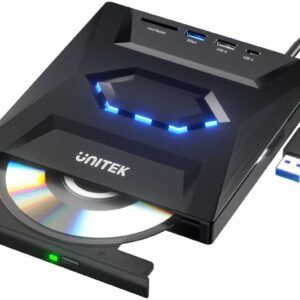 Unitek Nagrywarka zewnętrzna DVD/CD, Hub USB 5Gbps, czytnik kart SD T1037A01