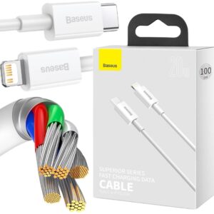 KABEL USB-C / Lightning iPhone Baseus Superior CATLYS-A02 1m 20W PD Quick Charging BIAŁY PREMIUM