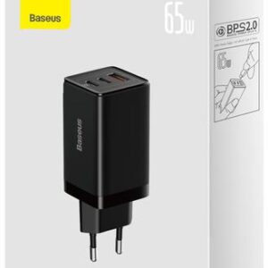 Ładowarka sieciowa Baseus GaN 5 Pro Fast Charger CCGP120201 65W 1x USB-A 2x USB-C PD 3.0 QC 4.0 + kabel USB-C