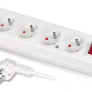 Przedłużacz z pięciokrotnym gniazdem z wyłącznikiem 3x2p+Z 10A 3m biały