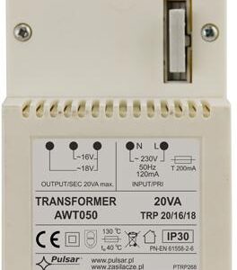 Transformator PULSAR AWT050 TRP 20VA/16V/18V