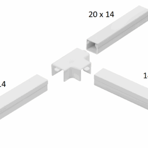 Osprzęt do listew elektroinstalacyjnych, trójnik redukcyjny BIAŁY LOR 20x14x20 (1szt.)
