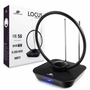 Antena pokojowa DVB-T2 Spacetronik Locus TV zasilacz 45dB