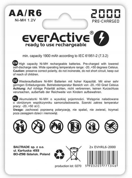 Akumulatorki R6 / AA Ni-MH everActive 2000mAh (box 2 szt.) - obrazek 2