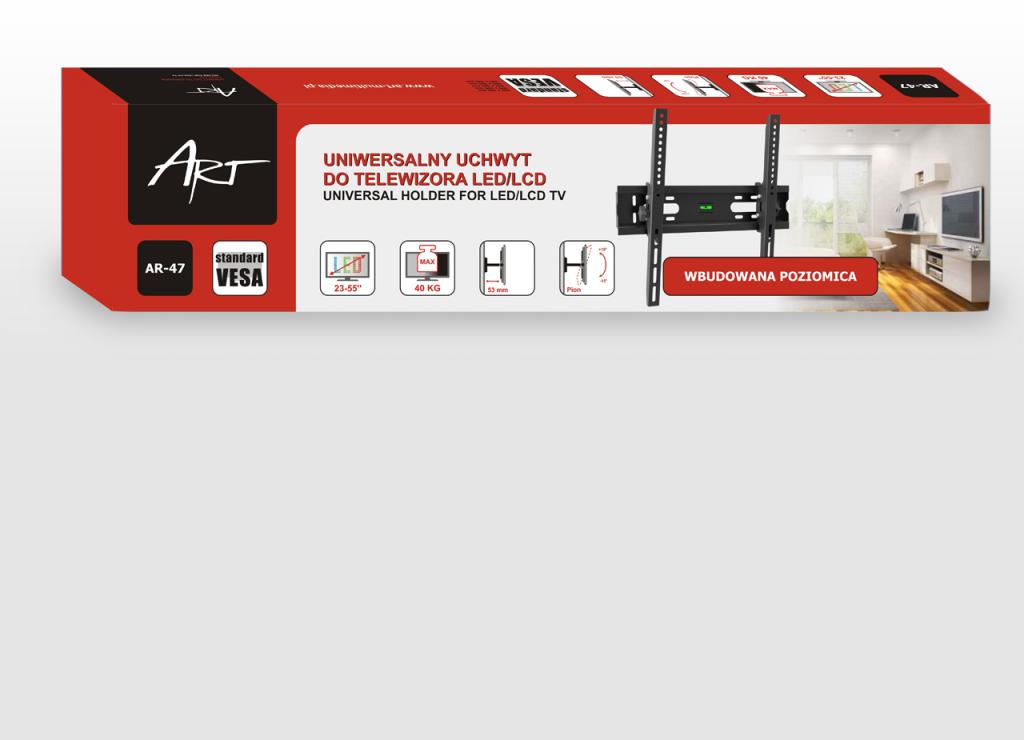UCHWYT DO TV LCD/LED 23-55" 40KG AR-47 ART reg. w pionie - obrazek 3